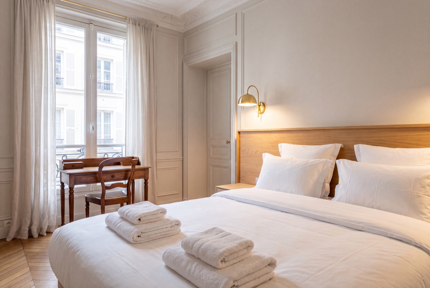 Chambre préparée pour l'arrivée d'un consultant en mission